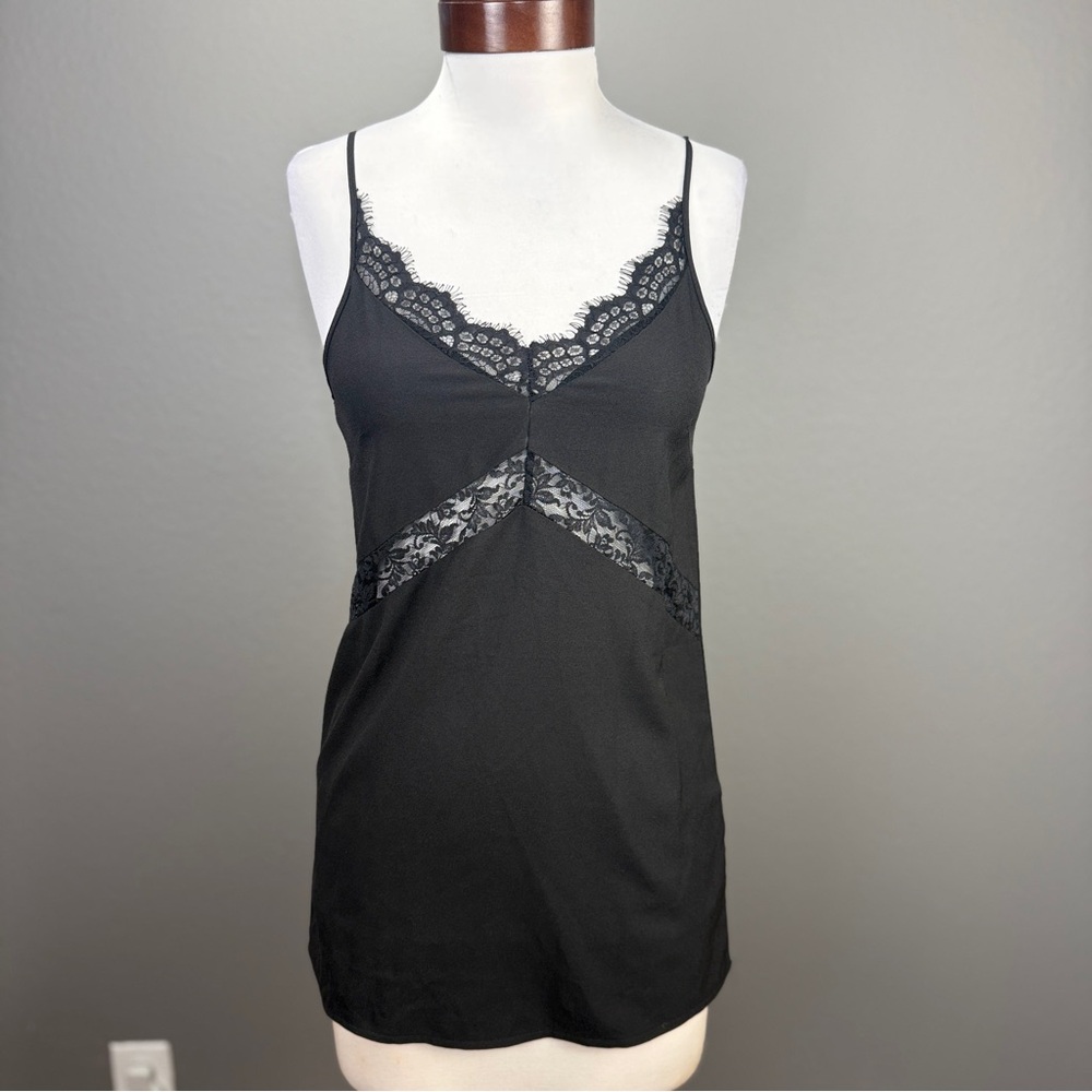 Missguided Petite NWT Black Lace insert V neck Cami Tunic Top Sz 0